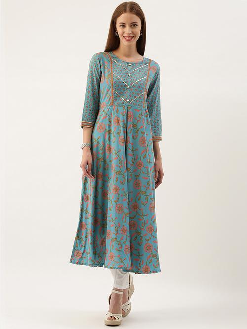 floral print flared kurta - 17324399 - Very Small Image - 1