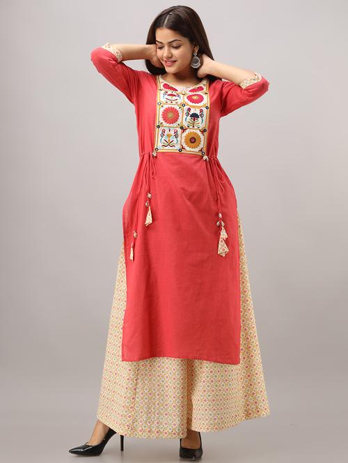 yoke embroidered kurta palazzo set - 17324416 - Very Small Image - 1