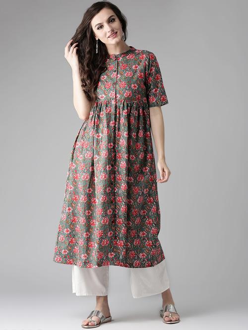 floral print a-line kurta - 17324451 - Very Small Image - 1
