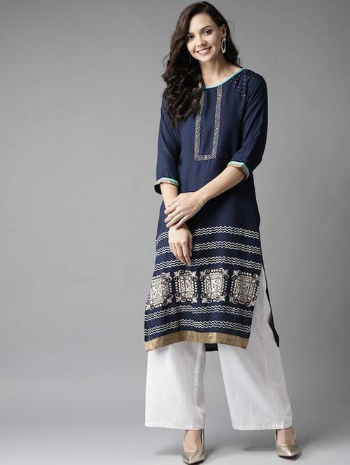 printed straight kurta - 17324462 - Very Small Image - 1