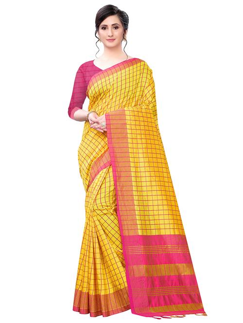 checkered bordered saree - 17324599 - Very Small Image - 1