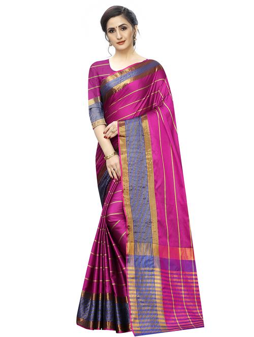 checkered bordered saree with blouse - 17324602 - Very Small Image - 1