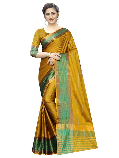 mustard woven saree - 17324605 - Very Small Image - 1