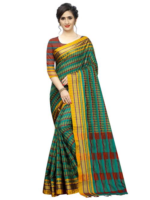 checkered bordered saree - 17324615 - Very Small Image - 1