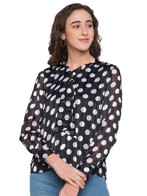 v-neck polka dot top - 17324758 - Very Small Image - 1