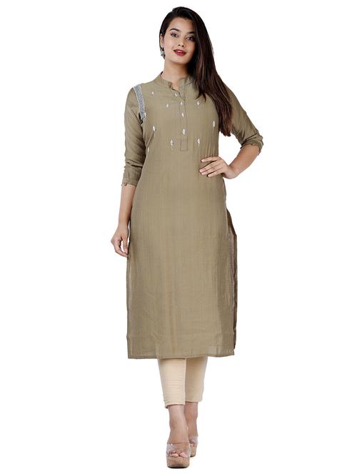 embroidered straight kurta - 17324851 - Very Small Image - 1