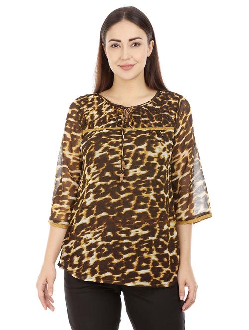 round neck animal print top - 17325280 - Very Small Image - 1