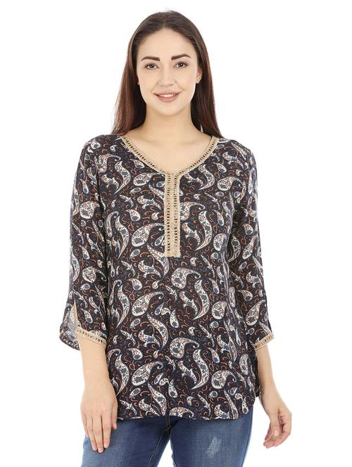 v neck paisley top - 17325285 - Very Small Image - 1