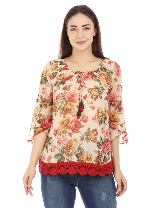 lace detail floral top - 17325296 - Very Small Image - 1