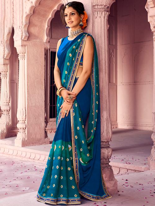 bandhani printed saree with blouse - 17326617 - Very Small Image - 1