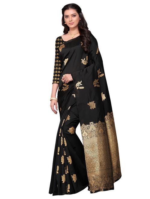 floral jacquard work woven saree with blouse - 17326736 - Very Small Image - 1