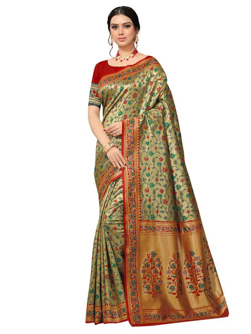 floral jacquard work woven saree - 17326744 - Very Small Image - 1