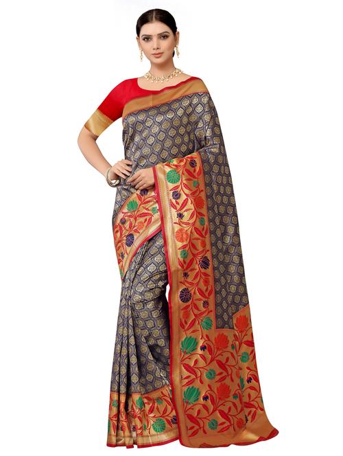 jacquard woven saree with blouse - 17326793 - Very Small Image - 1