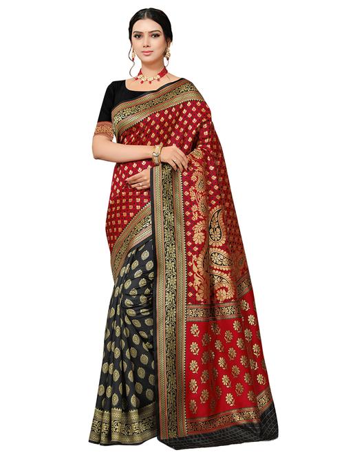 half & half woven saree with blouse - 17326803 - Very Small Image - 1