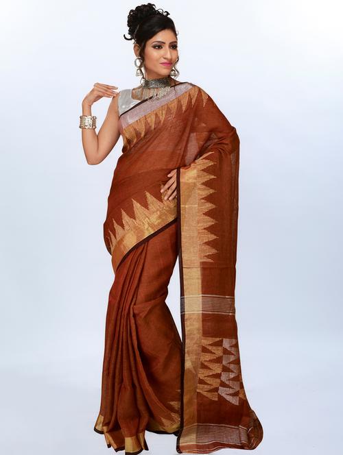 self design handloom saree with blouse - 17326837 - Very Small Image - 1