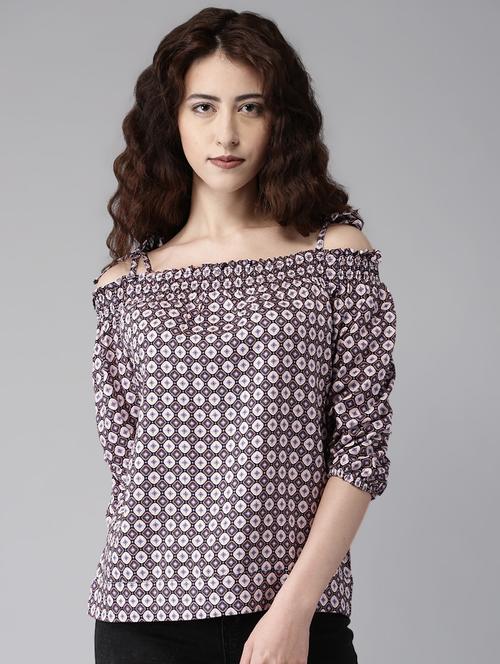 off shoulder printed top - 17326876 - Very Small Image - 1