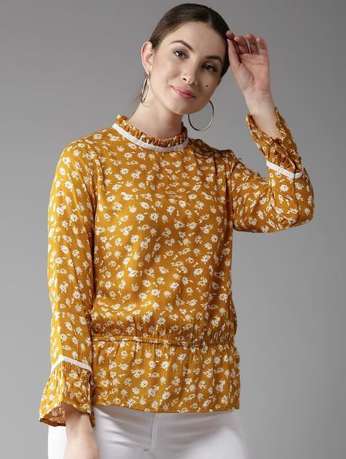 crew neck floral top - 17326877 - Very Small Image - 1