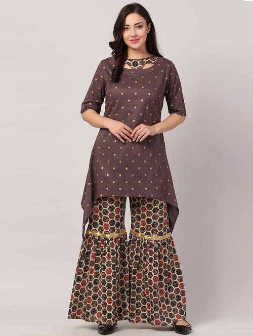 self design kurta sharara set - 17327335 - Very Small Image - 1