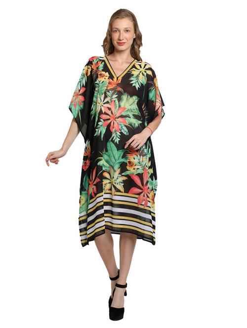 v-neck tropical kaftan dress - 17327343 - Very Small Image - 1