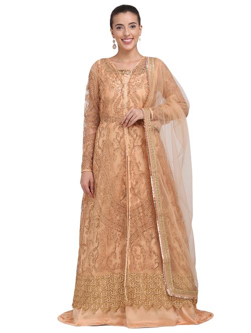 embroidered anarkali semi-stitched suit - 17327390 - Very Small Image - 1