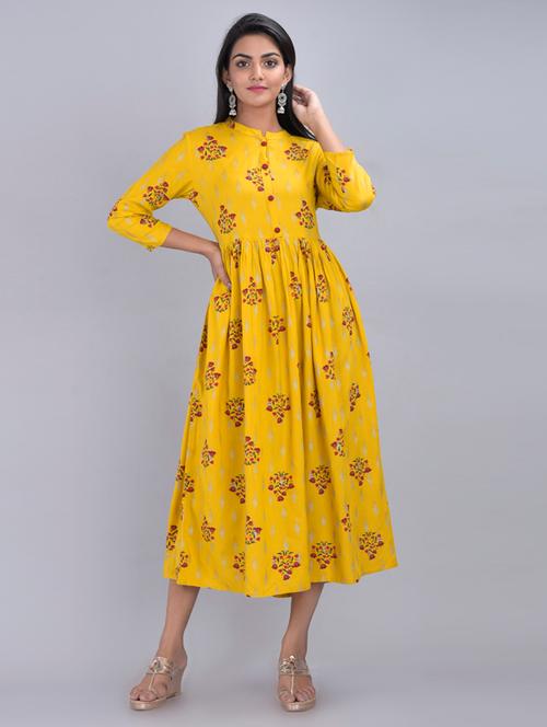 floral print flared ethnic dress - 17328282 - Very Small Image - 1