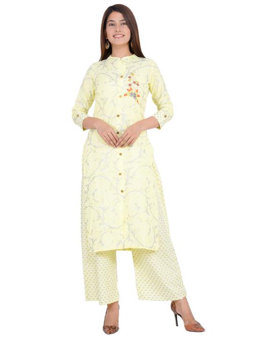 floral print embroidered straight kurta - 17332822 - Very Small Image - 1