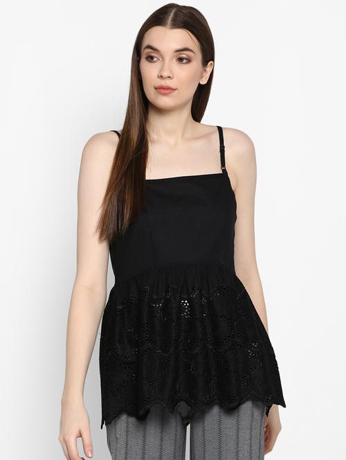lace detail a-line top - 17333034 - Very Small Image - 1