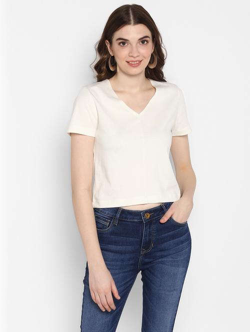 v-neck solid top - 17333041 - Very Small Image - 1