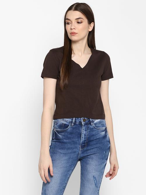 v-neck solid top - 17333042 - Very Small Image - 1