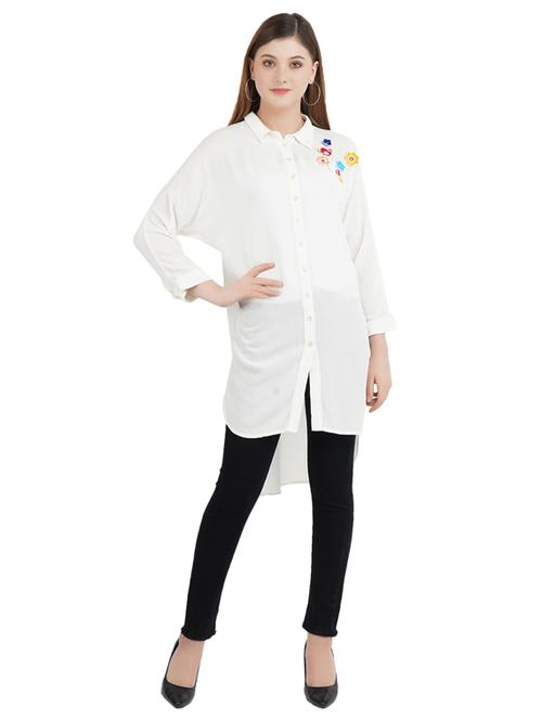 embroidered detail high low shirt tunic - 17333052 - Very Small Image - 1