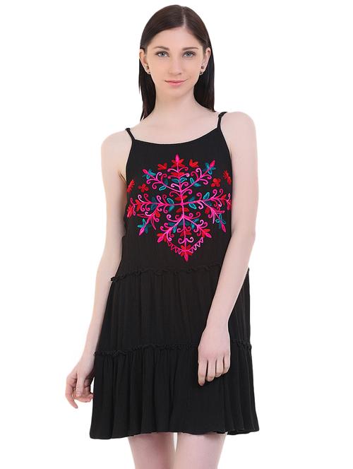 embroidered detail a-line dress - 17333400 - Very Small Image - 1