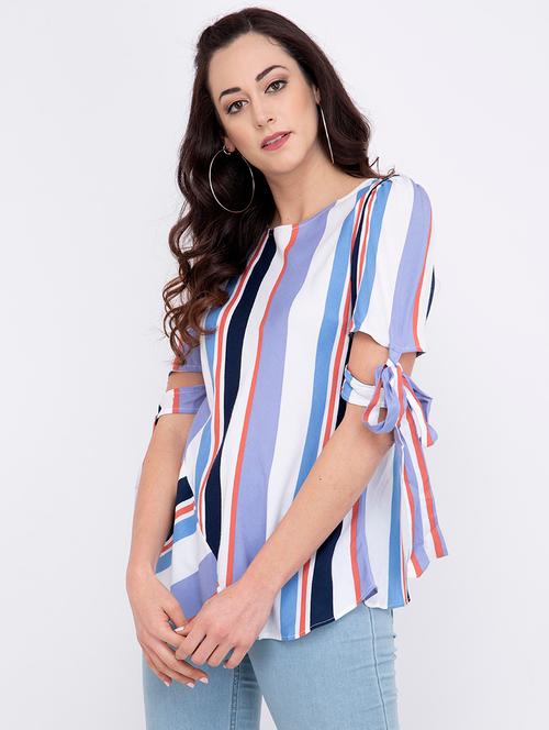 tie knot detail striped top - 17333442 - Very Small Image - 1
