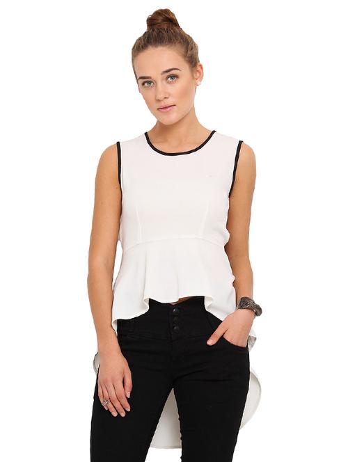 women's peplum round neck top - 17333445 - Very Small Image - 1