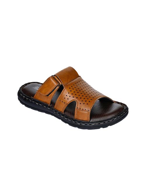 tan faux leather slip on sandals - 17333741 - Very Small Image - 1