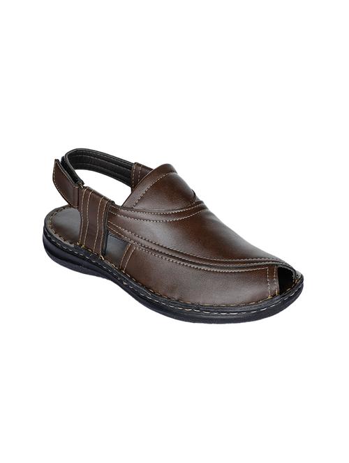 tan faux leather slip on sandals - 17333742 - Very Small Image - 1