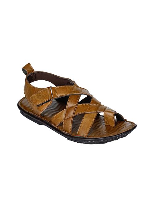 tan faux leather slip on sandals - 17333743 - Very Small Image - 1