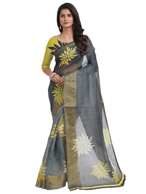 floral chanderi saree with blouse - 17333925 - Very Small Image - 1