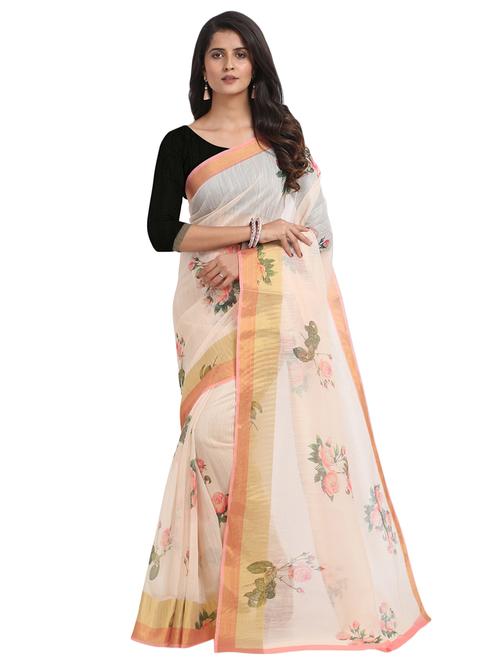 rosewater chanderi saree with blouse - 17333929 - Very Small Image - 1