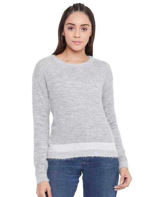 grey round neck pullover - 17333994 - Very Small Image - 1