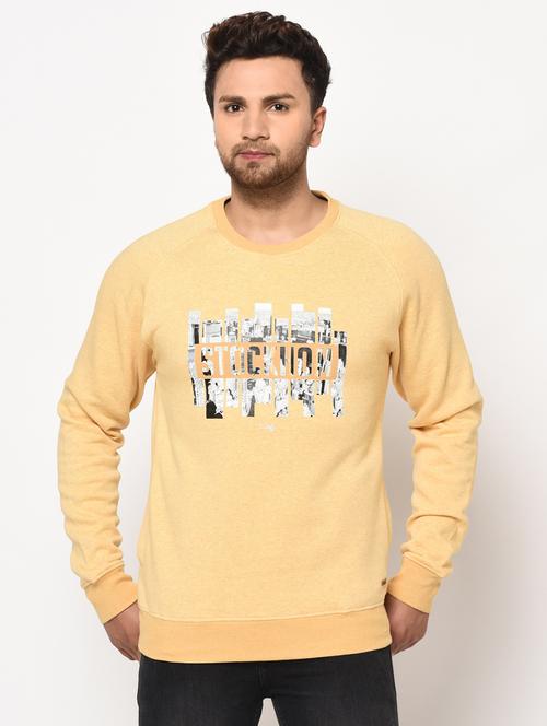 yellow chest print fleece sweatshirt - 17334965 - Very Small Image - 1