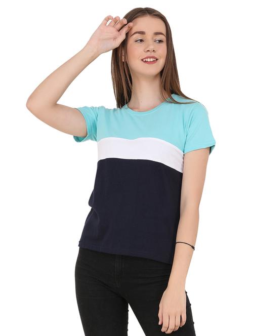 round neck color block tee - 17335017 - Very Small Image - 1