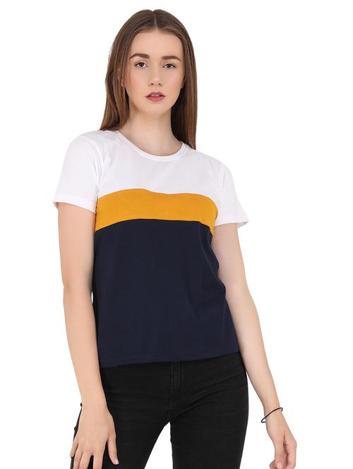 round neck color block tee - 17335023 - Very Small Image - 1
