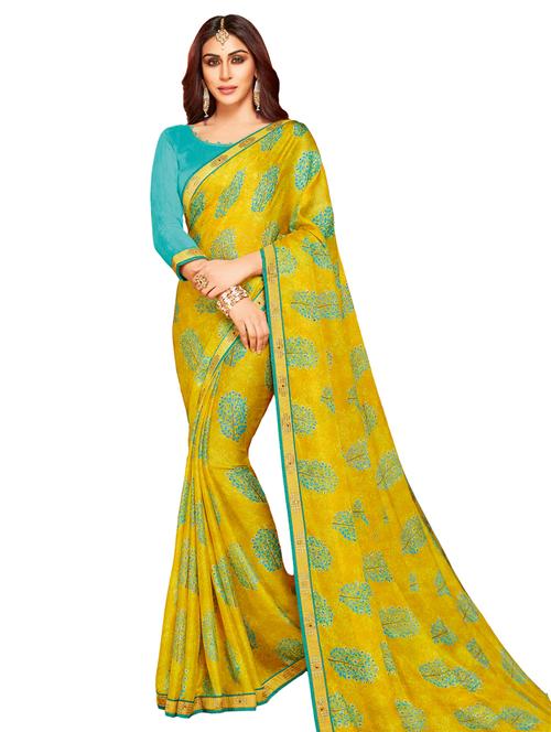 floral printed saree with blouse - 17335357 - Very Small Image - 1