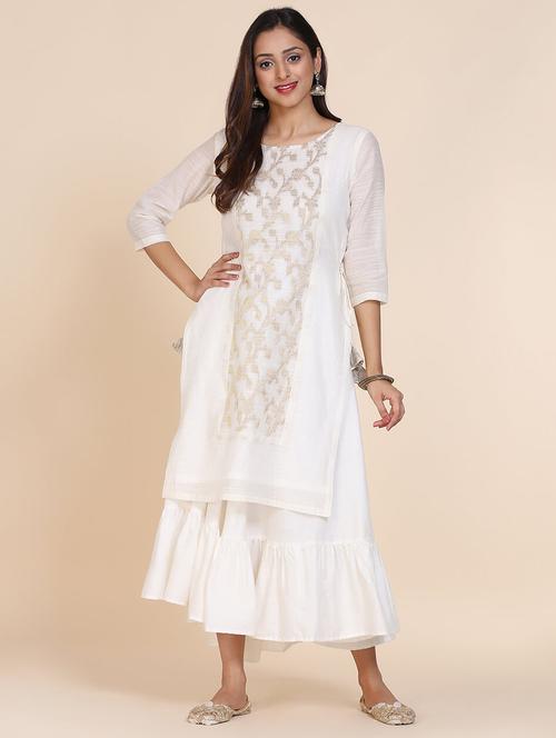 floral zari work straight kurta - 17335912 - Very Small Image - 1