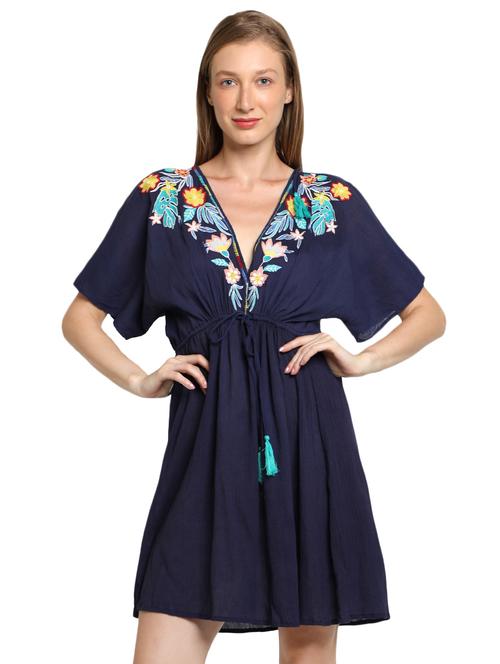 drawstring waist embroidered dress - 17336049 - Very Small Image - 1