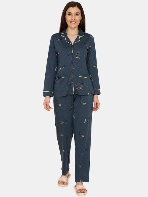 printed shirt with pyjama set - 17336158 - Very Small Image - 1