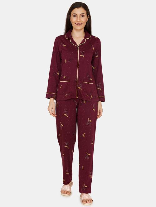 printed shirt with pyjama set - 17336159 - Very Small Image - 1