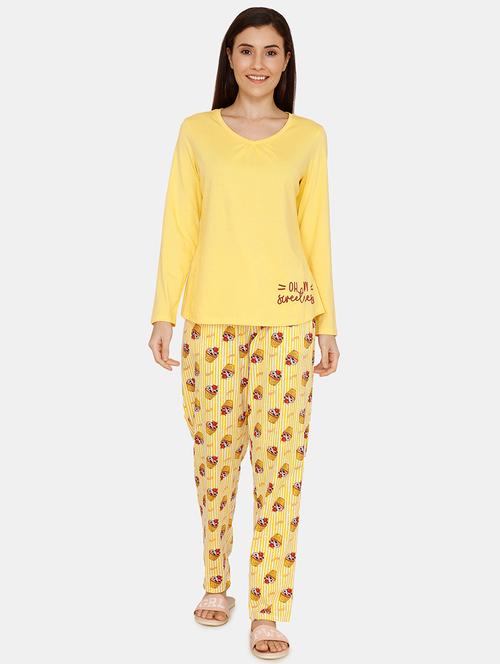 round neck printed top with pajama set - 17336167 - Very Small Image - 1