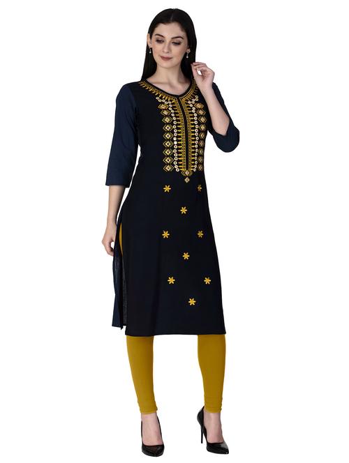 yoke embroidered straight kurta - 17336428 - Very Small Image - 1