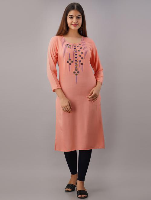 yoke embroidered straight kurta - 17336429 - Very Small Image - 1